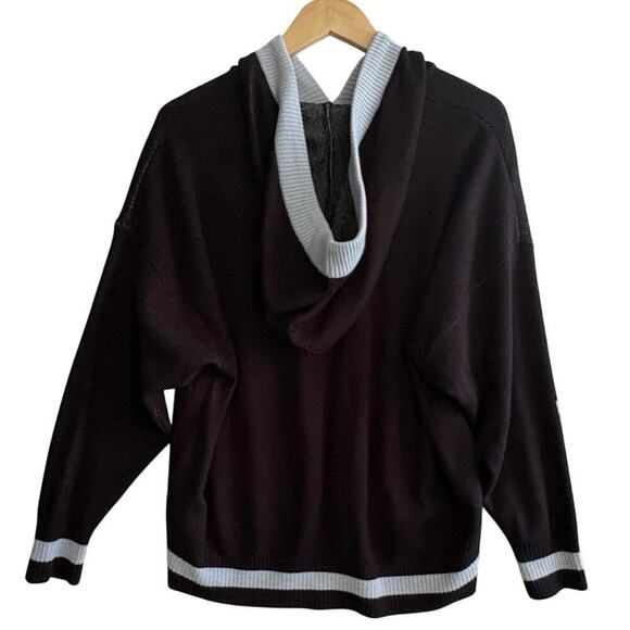 Juicy Couture Spell Out Hooded Sweater Women’s Sz L Black Gray Trim Street Wear - Picture 4 of 8